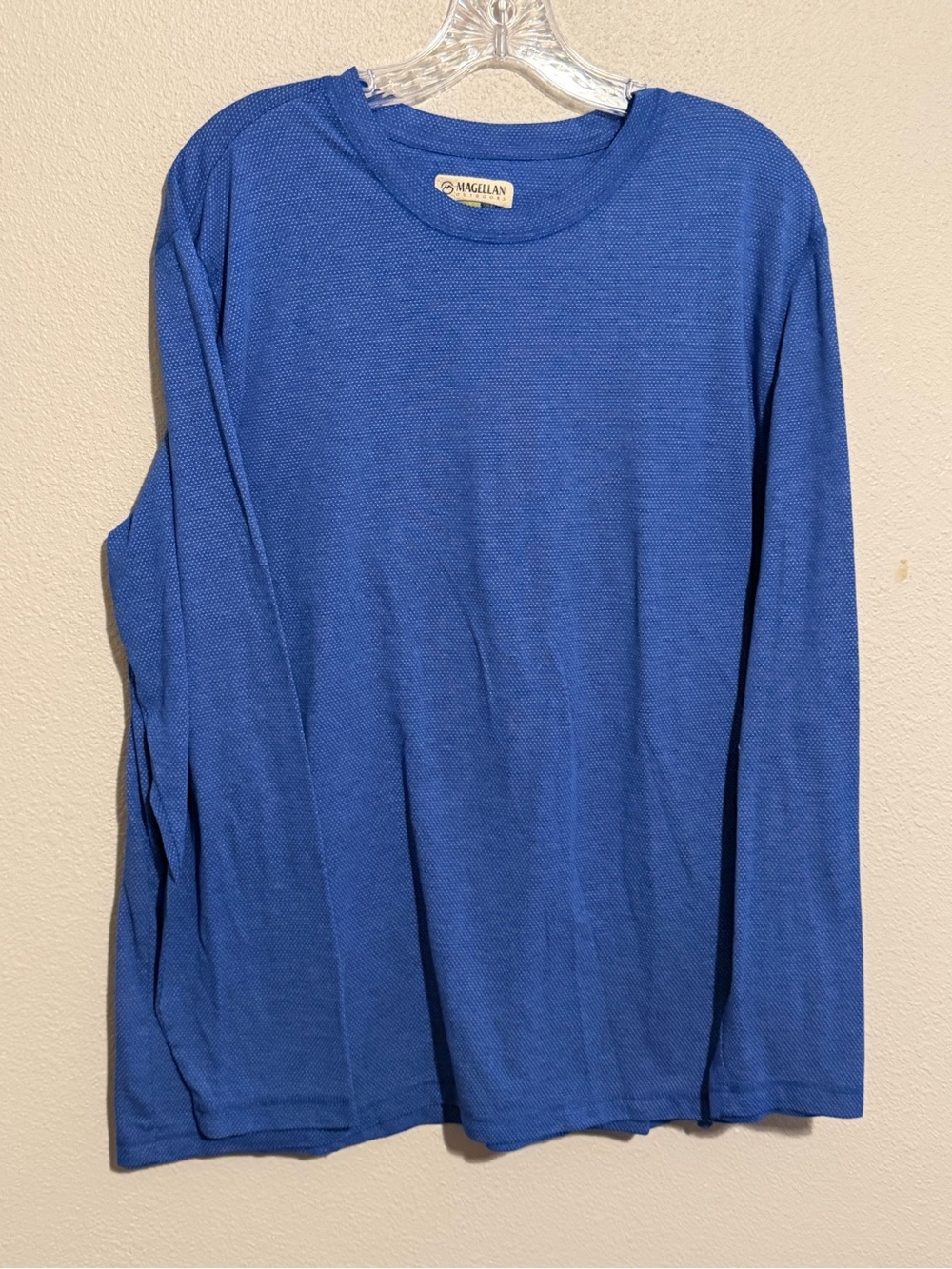 Magellan Outdoors Mens Long Sleeve Crewneck Top - Royal Blue- great for layering